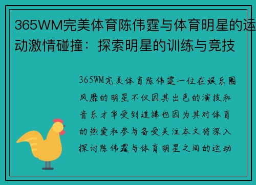 365WM完美体育陈伟霆与体育明星的运动激情碰撞：探索明星的训练与竞技秘密